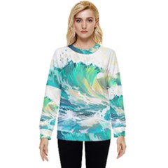 Waves Ocean Sea Tsunami Nautical Art Hidden Pocket Sweatshirt by uniart180623