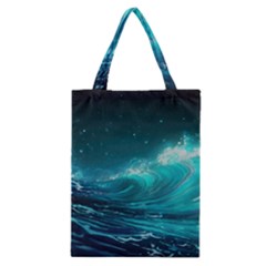 Tsunami Waves Ocean Sea Nautical Nature Water Classic Tote Bag by uniart180623