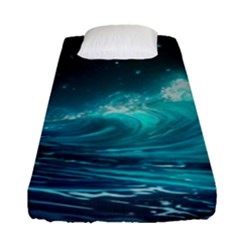 Tsunami Waves Ocean Sea Nautical Nature Water Fitted Sheet (single Size) by uniart180623