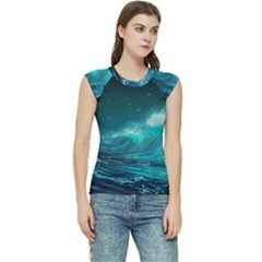 Tsunami Waves Ocean Sea Nautical Nature Water Women s Raglan Cap Sleeve Tee by uniart180623