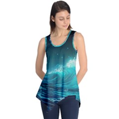 Tsunami Waves Ocean Sea Nautical Nature Water Sleeveless Tunic by uniart180623