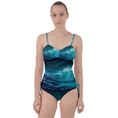 Tsunami Waves Ocean Sea Nautical Nature Water Sweetheart Tankini Set by uniart180623