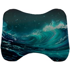 Tsunami Waves Ocean Sea Nautical Nature Water Head Support Cushion by uniart180623