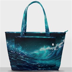 Tsunami Waves Ocean Sea Nautical Nature Water Back Pocket Shoulder Bag  by uniart180623