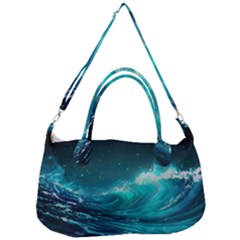 Tsunami Waves Ocean Sea Nautical Nature Water Removable Strap Handbag by uniart180623