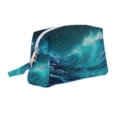 Tsunami Waves Ocean Sea Nautical Nature Water Wristlet Pouch Bag (medium) by uniart180623