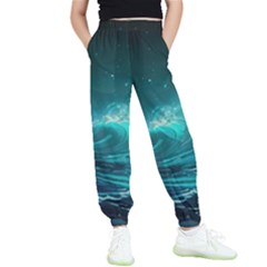 Tsunami Waves Ocean Sea Nautical Nature Water Kids  Joggers by uniart180623