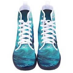 Tsunami Waves Ocean Sea Nautical Nature Water Kid s High-top Canvas Sneakers