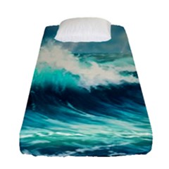 Waves Ocean Sea Tsunami Nautical Painting Fitted Sheet (single Size) by uniart180623