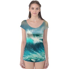 Waves Ocean Sea Tsunami Nautical Painting Boyleg Leotard  by uniart180623