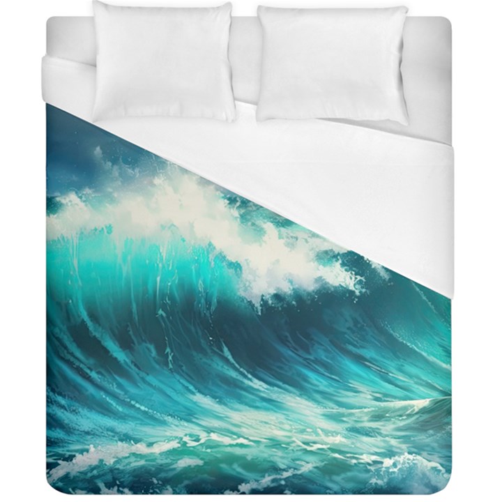 Waves Ocean Sea Tsunami Nautical Painting Duvet Cover (California King Size)