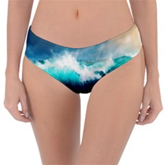 Waves Ocean Sea Tsunami Nautical Painting Reversible Classic Bikini Bottoms by uniart180623