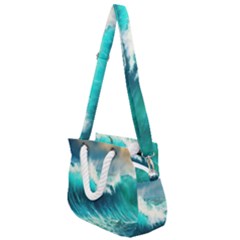 Waves Ocean Sea Tsunami Nautical Painting Rope Handles Shoulder Strap Bag by uniart180623