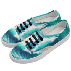 Waves Ocean Sea Tsunami Nautical Painting Women s Classic Low Top Sneakers by uniart180623