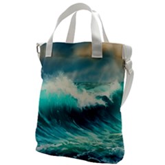 Waves Ocean Sea Tsunami Nautical Painting Canvas Messenger Bag by uniart180623