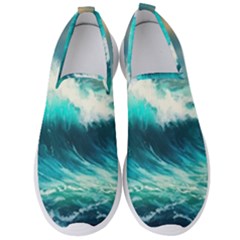 Waves Ocean Sea Tsunami Nautical Painting Men s Slip On Sneakers by uniart180623