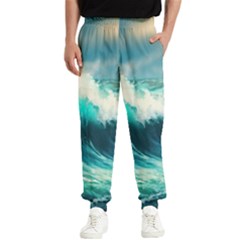 Waves Ocean Sea Tsunami Nautical Painting Men s Elastic Waist Pants by uniart180623