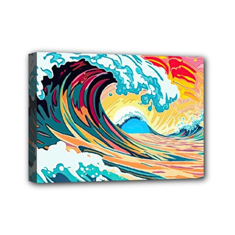 Waves Ocean Sea Tsunami Nautical Arts Mini Canvas 7  X 5  (stretched) by uniart180623