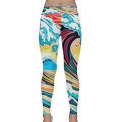 Waves Ocean Sea Tsunami Nautical Arts Classic Yoga Leggings by uniart180623