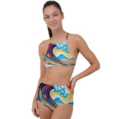 Waves Ocean Sea Tsunami Nautical Arts Halter Tankini Set by uniart180623