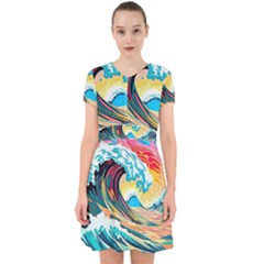 Waves Ocean Sea Tsunami Nautical Arts Adorable In Chiffon Dress by uniart180623