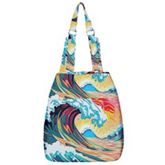 Waves Ocean Sea Tsunami Nautical Arts Center Zip Backpack by uniart180623