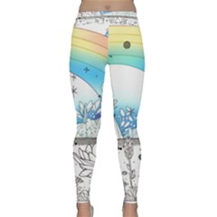 Rainbow Fun Cute Minimal Doodle Drawing Arts Classic Yoga Leggings by uniart180623