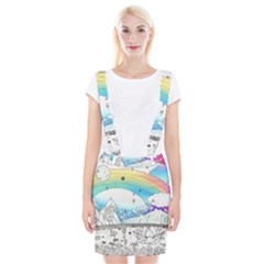 Rainbow Fun Cute Minimal Doodle Drawing Arts Braces Suspender Skirt by uniart180623