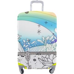 Rainbow Fun Cute Minimal Doodle Drawing Arts Luggage Cover (large) by uniart180623