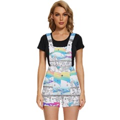 Rainbow Fun Cute Minimal Doodle Drawing Arts Short Overalls