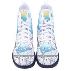 Rainbow Fun Cute Minimal Doodle Drawing Arts Men s High-top Canvas Sneakers