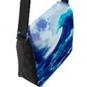 Waves Ocean Sea Tsunami Nautical Blue Flap Closure Messenger Bag (L) View2