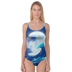 Waves Ocean Sea Tsunami Nautical Blue Camisole Leotard  by uniart180623