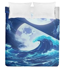 Waves Ocean Sea Tsunami Nautical Blue Duvet Cover Double Side (queen Size) by uniart180623