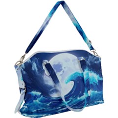 Waves Ocean Sea Tsunami Nautical Blue Canvas Crossbody Bag by uniart180623