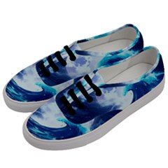 Waves Ocean Sea Tsunami Nautical Blue Men s Classic Low Top Sneakers by uniart180623