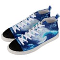 Waves Ocean Sea Tsunami Nautical Blue Men s Mid-Top Canvas Sneakers View2