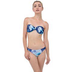 Waves Ocean Sea Tsunami Nautical Blue Classic Bandeau Bikini Set by uniart180623