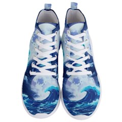 Waves Ocean Sea Tsunami Nautical Blue Men s Lightweight High Top Sneakers by uniart180623