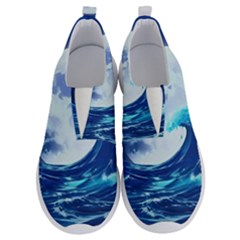 Waves Ocean Sea Tsunami Nautical Blue No Lace Lightweight Shoes by uniart180623