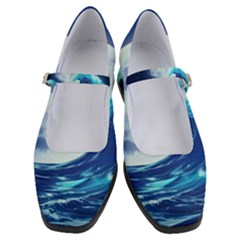 Waves Ocean Sea Tsunami Nautical Blue Women s Mary Jane Shoes by uniart180623