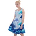 Waves Ocean Sea Tsunami Nautical Blue Knee Length Skater Dress View1