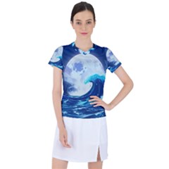 Waves Ocean Sea Tsunami Nautical Blue Women s Sports Top by uniart180623