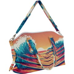 Waves Ocean Sea Tsunami Nautical Art Nature Canvas Crossbody Bag by uniart180623