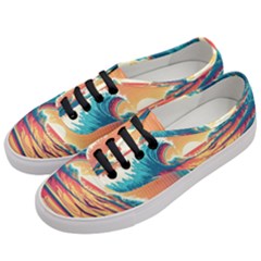 Waves Ocean Sea Tsunami Nautical Art Nature Women s Classic Low Top Sneakers by uniart180623