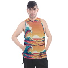 Waves Ocean Sea Tsunami Nautical Art Nature Men s Sleeveless Hoodie by uniart180623