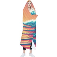 Waves Ocean Sea Tsunami Nautical Art Nature Wearable Blanket by uniart180623