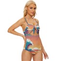 Waves Ocean Sea Tsunami Nautical Art Nature Knot Front One-Piece Swimsuit View3