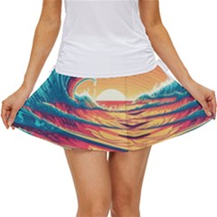 Waves Ocean Sea Tsunami Nautical Art Nature Women s Skort by uniart180623