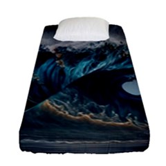 Tsunami Waves Ocean Sea Water Rough Seas Fitted Sheet (single Size) by uniart180623